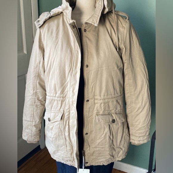 New Sz M Womens brown winter Sherpa lined business casual jacket with hood - Picture 11 of 11